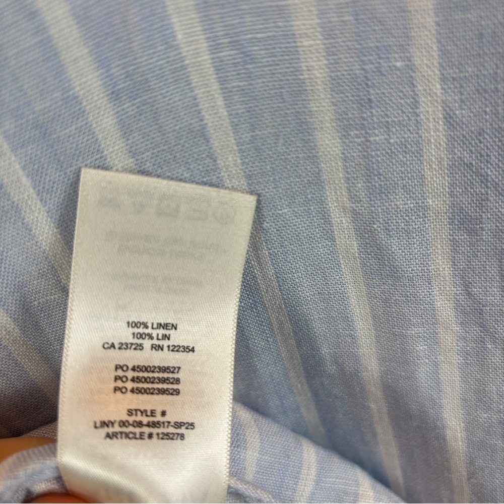 Aritzia The Group Allay Linen Maxi T-Shirt Dress Powder Blue White Stripe sz S - Picture 9 of 9